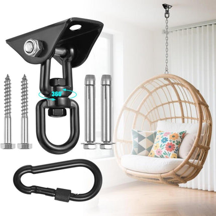 450kg Stainless Steel Swing Hooks with Screws for Hanging Chair Swing Yoga Towel, 360° Rotation.