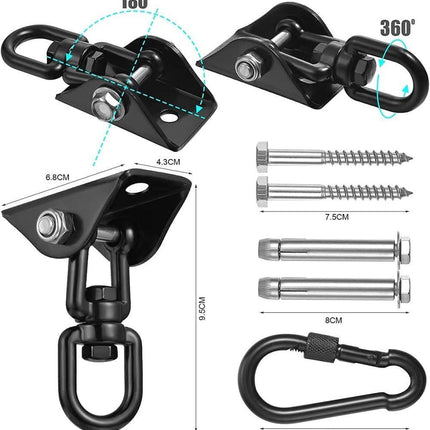 450kg Stainless Steel Swing Hooks with Screws for Hanging Chair Swing Yoga Towel, 360° Rotation.
