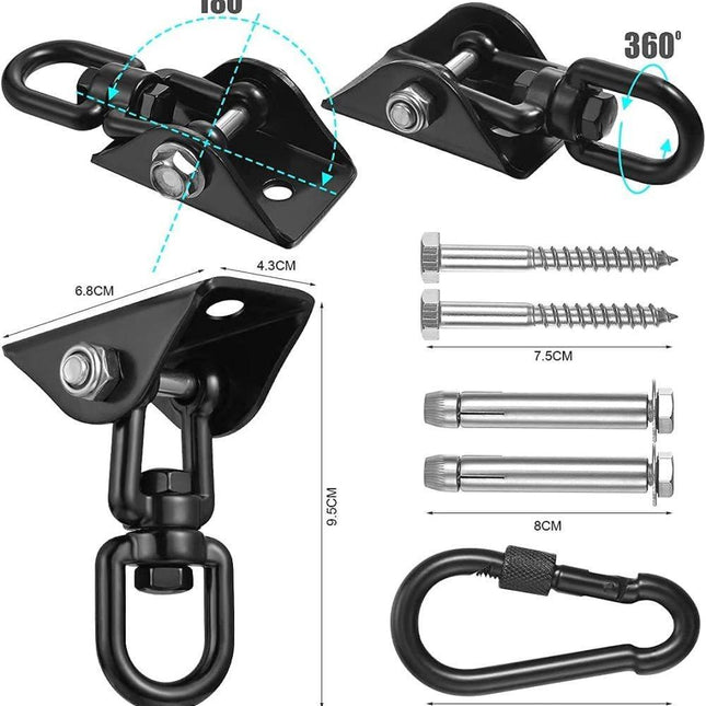 450kg Stainless Steel Swing Hooks with Screws for Hanging Chair Swing Yoga Towel, 360° Rotation.