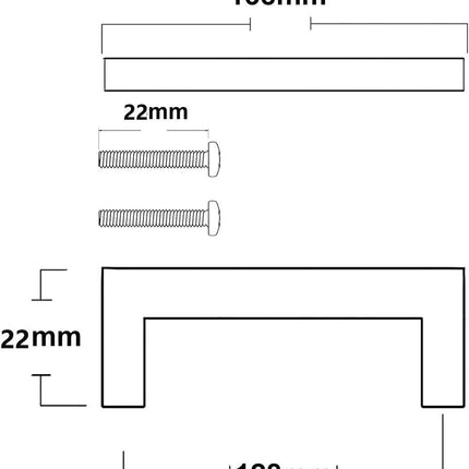 12 pcs Black Stainless Steel Cabinet Handles, 128/192 mm, Compatible with Furniture.