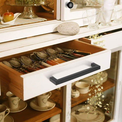 12 pcs Black Stainless Steel Cabinet Handles, 128/192 mm, Compatible with Furniture.