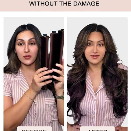 4-Piece Heat-Free Hair Curlers, Flexible Curling Rollers with Hook for Gentle Hair Care, Dark Brown.