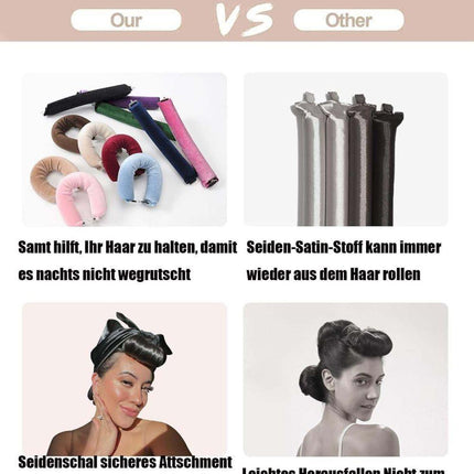 4-Piece Heat-Free Hair Curlers, Flexible Curling Rollers with Hook for Gentle Hair Care, Dark Brown.