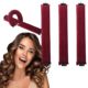 4-Piece Heat-Free Hair Curlers for All Hair Types, Flexible Curling Rollers with Hook, Gentle No Heat Hair Care, red.