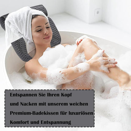 Bathtub Cushion with 7 Suction Cups, 4D Breathable Headrest for Relaxation, Compatible with Bathtubs & Massage Tubs, Gray.