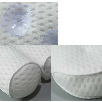 Bathtub Cushion with 7 Suction Cups, 4D Breathable Headrest for Relaxation, Compatible with Bathtubs & Massage Tubs, Blue.