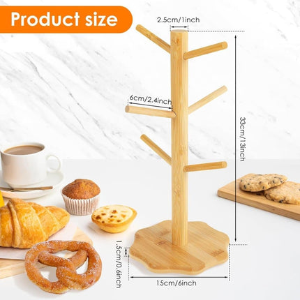 1-pack Wooden Pretzel Stand Tree-Shaped for Restaurant Cafe Bar Kitchen Decoration, Brown, Bamboo.