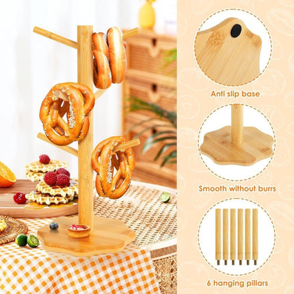 1-pack Wooden Pretzel Stand Tree-Shaped for Restaurant Cafe Bar Kitchen Decoration, Brown, Bamboo.