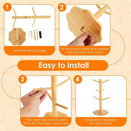 1-pack Wooden Pretzel Stand Tree-Shaped for Restaurant Cafe Bar Kitchen Decoration, Brown, Bamboo.