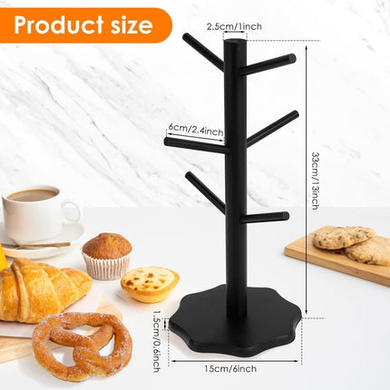 1-Pack Black Tree-Shaped Wooden Pretzel Stand, Bamboo, for Restaurant Cafe Bar Kitchen Decoration, Compatible with Pretzels.