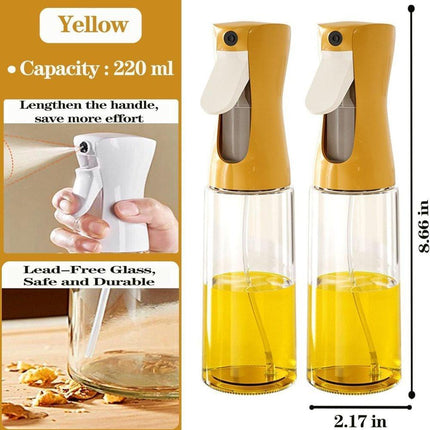 1PC Oil Spray 220 ml, BPA-free Glass Bottle for Cooking & Grilling, Even Spray, Compatible with Oil and Vinegar, Orange.