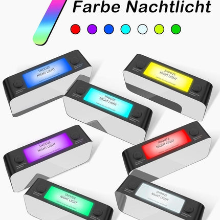 Vibrating Alarm Clock with Rainbow Heart Suspension 15-Color Display 7-Color Night Light USB Charger Power Failure Memory, Black.