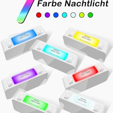 15-color display vibrating alarm clock with rainbow heart suspension, 7-color night light, USB charger, power failure memory, white.
