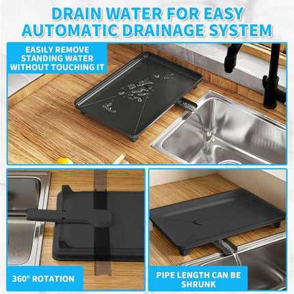 2-Tier Sink Rack with Utensil Holder and Drip Tray, Black, for Kitchen Sink Drain.