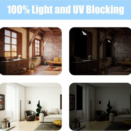 Blackout Curtain with Suction Cups, 100% UV Protection, Portable for Bedroom Windows, Home and Travel, Black, 145x400cm.