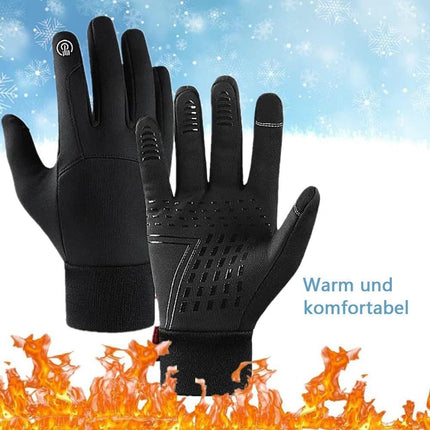 Waterproof cycling gloves unisex winter warm sports with touch screen anti-slip wind and heat insulating, XL.