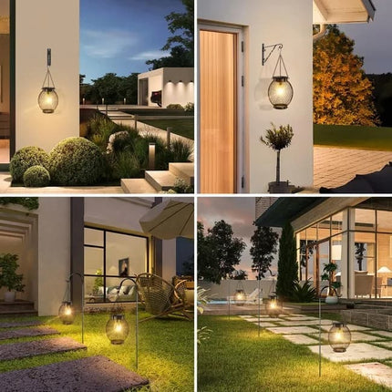 Solar Powered LED Outdoor Lantern with Solar Panel, IP65 Waterproof, for Garden Patio, Compatible with Outdoor Environments.
