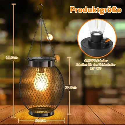 Solar Powered LED Outdoor Lantern with Solar Panel, IP65 Waterproof, for Garden Patio, Compatible with Outdoor Environments.