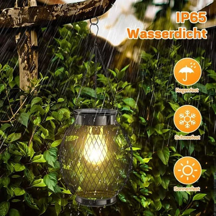 Solar Powered LED Outdoor Lantern with Solar Panel, IP65 Waterproof, for Garden Patio, Compatible with Outdoor Environments.