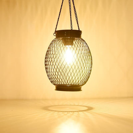Solar Powered LED Outdoor Lantern with Solar Panel, IP65 Waterproof, for Garden Patio, Compatible with Outdoor Environments.