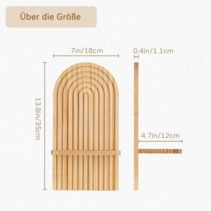 2 Bohemian Style Wooden Wall Shelves with Expander Bolts, Compatible with Living Rooms Bedrooms Kitchens, Brown.