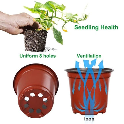 100pcs Reusable Plastic Planting Pots for Indoor and Outdoor Flower Growing, 120mm.