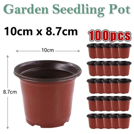 100pcs Reusable Plastic Planting Pots for Indoor and Outdoor Flower Growing, 100mm.
