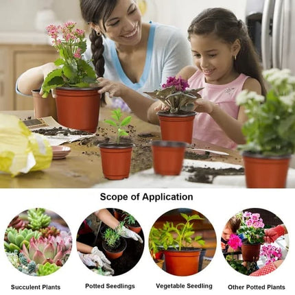 100pcs Reusable Plastic Planting Pots for Indoor and Outdoor Flower Growing, 110mm.