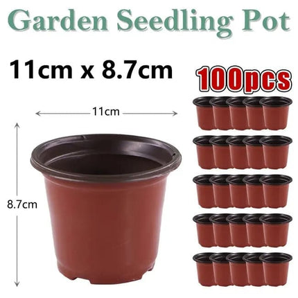 100pcs Reusable Plastic Planting Pots for Indoor and Outdoor Flower Growing, 110mm.