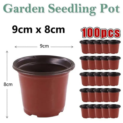 100pcs Reusable Plastic Planting Pots for Indoor and Outdoor Flower Growing, 90mm.