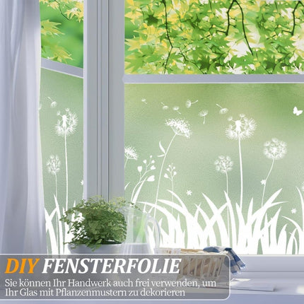 Frosted Window Film Removable Static Cling Floral Design for Kitchen Privacy, 44.5 x 200 cm.