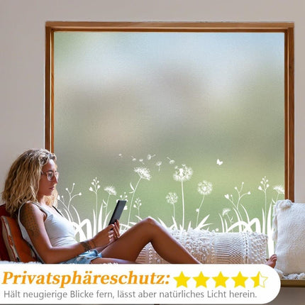 Frosted Window Film Removable Static Cling Floral Design for Kitchen Privacy, 44.5 x 200 cm.