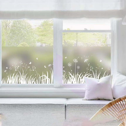 Frosted Window Film Removable Static Cling Floral Design for Kitchen Privacy, 44.5 x 200 cm.