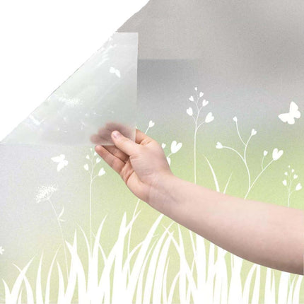 Frosted Window Film Removable Static Cling Floral Design for Kitchen Privacy, 44.5 x 200 cm.