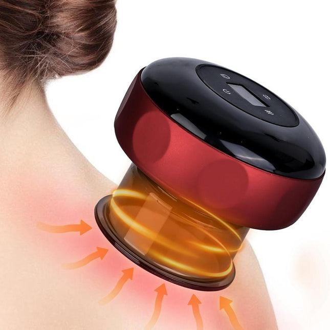 12-Speed Electric Cupping Therapy Machine Vacuum Massager Set, Red.