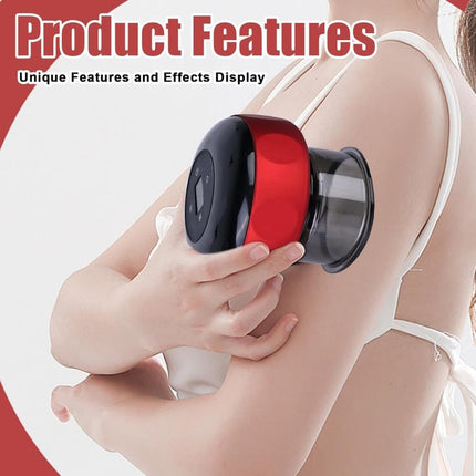12-Speed Electric Cupping Therapy Machine Vacuum Massager Set, Red.