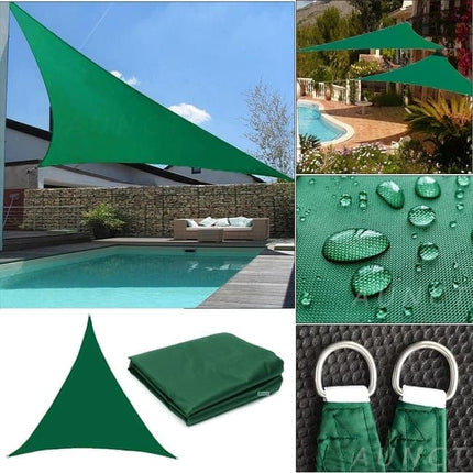 3.6x3.6x3.6m Waterproof Outdoor Sun Sail Triangle Shade, UV Protective Sun Net for Camping Garden Terrace Pool, Dark green.