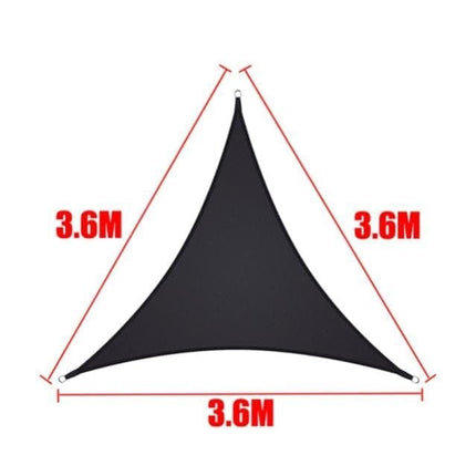 3.6x3.6x3.6m Waterproof Outdoor Sun Sail Triangle UV Protective Shade Net for Camping Garden Terrace and Pool, Black.