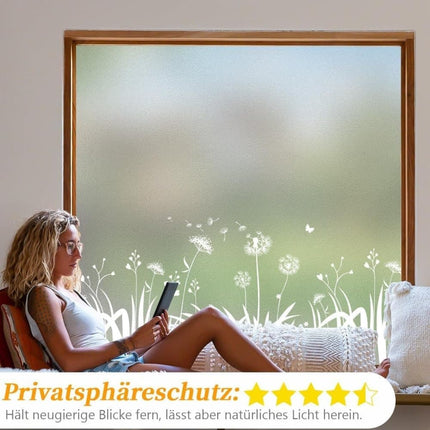 Dandelion Window Film Privacy Protection UV Blocking for Bathroom, 45cm x 200cm.