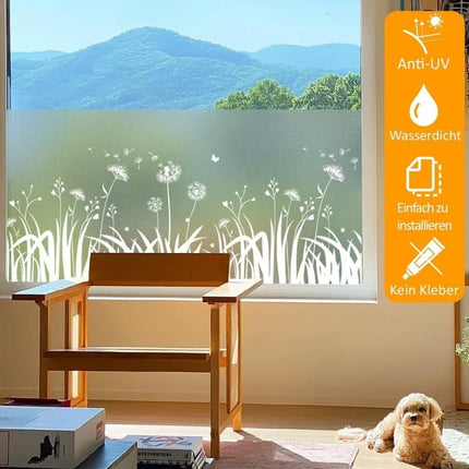 Dandelion Window Film Privacy Protection UV Blocking for Bathroom, 45cm x 200cm.