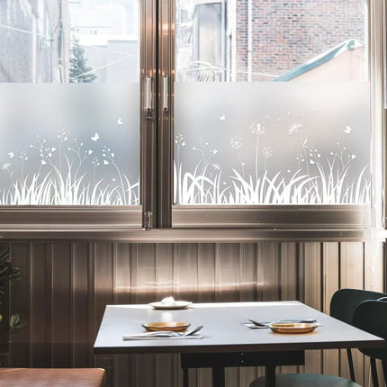 Privacy Window Film Dandelion Pattern UV Protection for Bathroom, 45cm x 500cm.