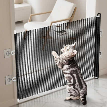 Retractable Safety Gate for Dogs, 50x125cm, Compatible with Doorways and Stairs.