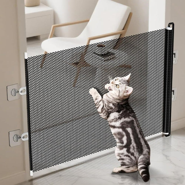 Retractable Safety Gate for Dogs, 50x125cm, Compatible with Doorways and Stairs.