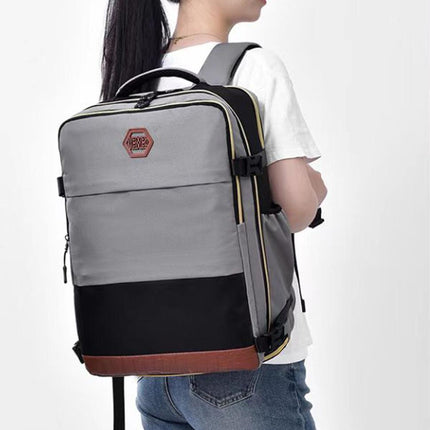 28L Multifunctional Backpack with Shoe Compartment for School Travel Work, Gray, 28x19x42 cm.