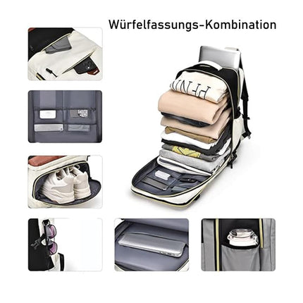 28L Multifunctional Backpack with Shoe Compartment for School Travel Work, Gray, 28x19x42 cm.