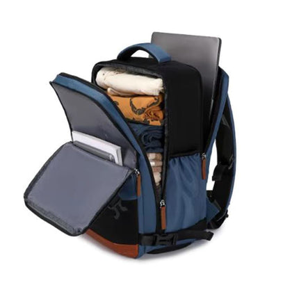 28L Multifunctional Backpack with Shoe Compartment for School Travel Work, 28x19x42cm, Blue.
