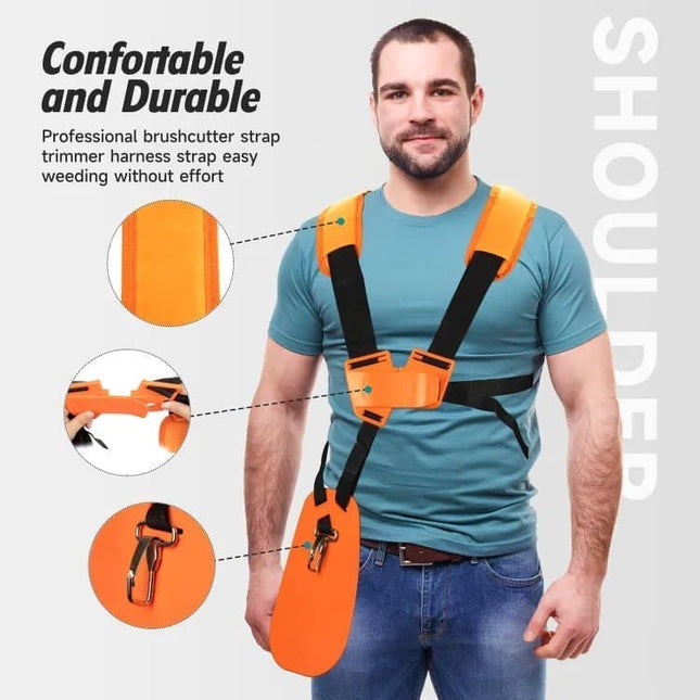 Adjustable Nylon Trimmer Strap for Grass Trimmer and Leaf Blower, Orange.