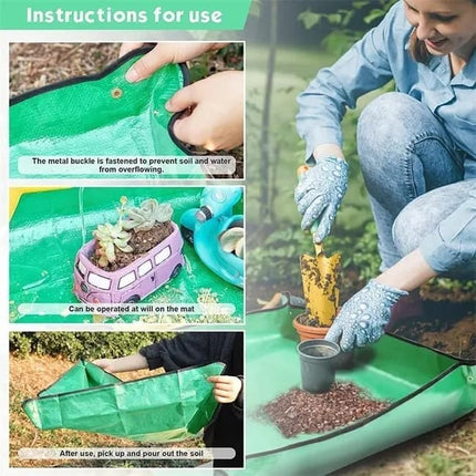 2-Pack Foldable Waterproof Garden Planting Mats, 60x90cm, Compatible with Indoor Succulent Transplanting.