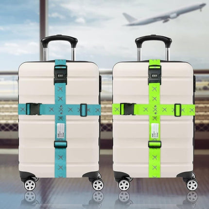 2-Pack Reflective Luggage Strap with Combination Lock for Suitcase, Green, Fits Most Sizes.