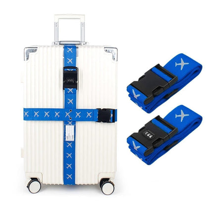 2-Pack Reflective Luggage Strap with Combination Lock for Suitcase, Dark Blue, Fits Most Sizes.
